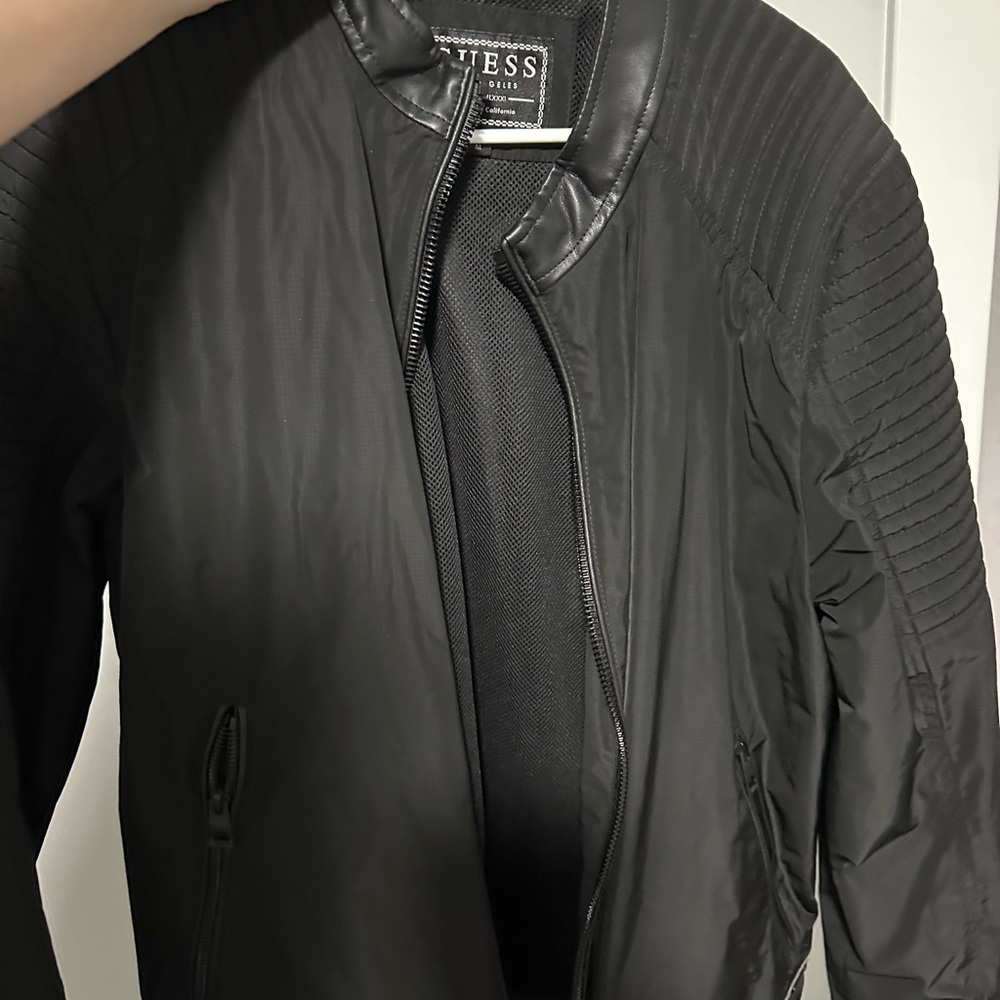 GUESS Men's Sleek Black Bomber Jacket
